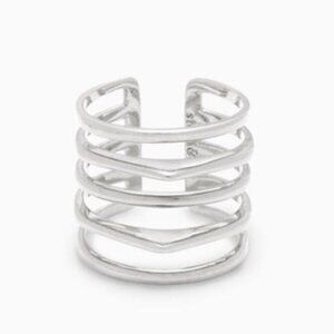 Stella & Dot Maylee Silver Tone Ring Stacked Look - M/L (7-8)